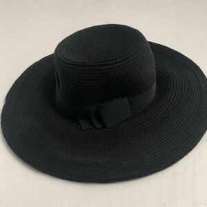 Frank Olive black felt grosgrain vintage black hat